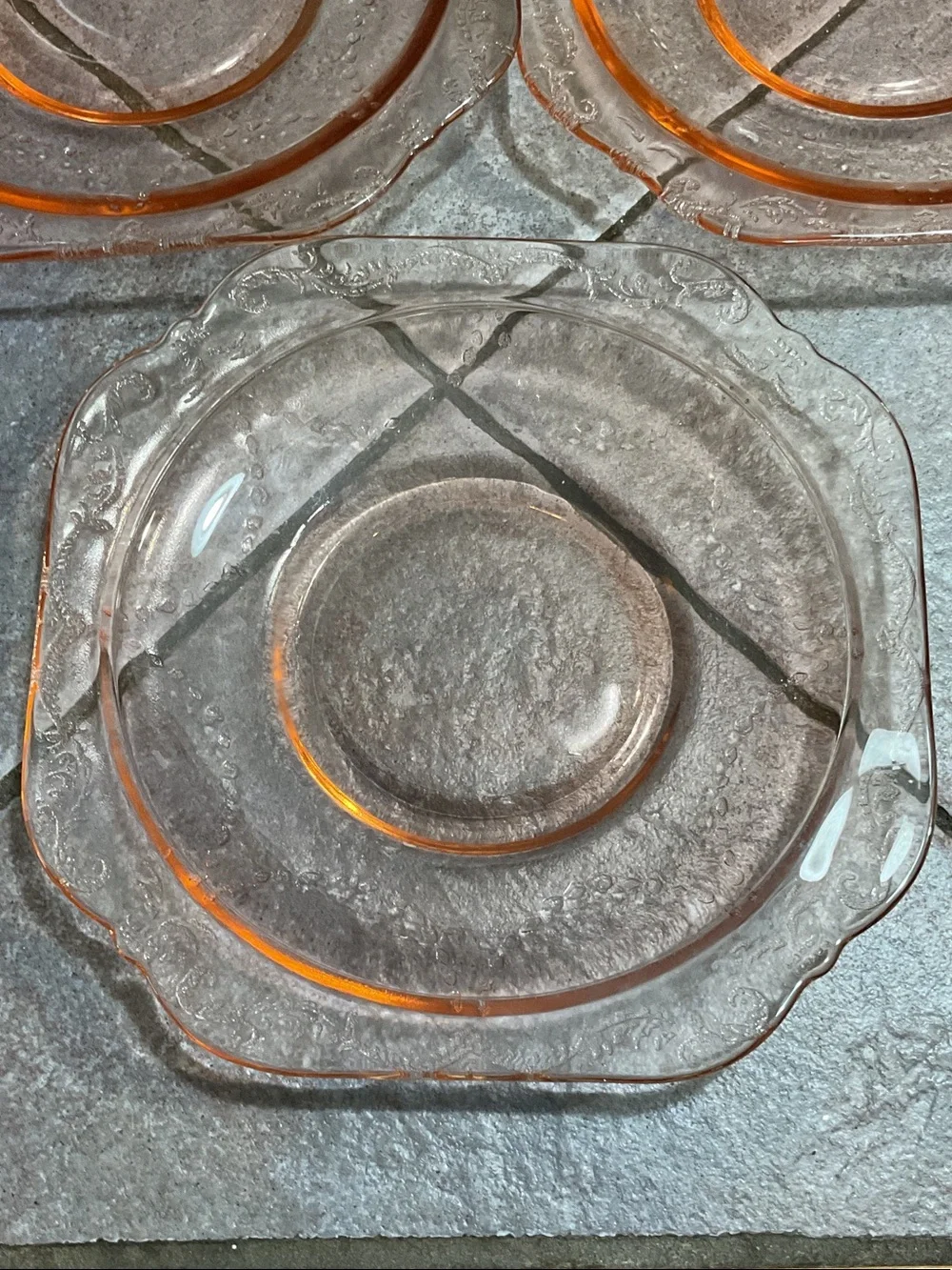 Pink Depression Glass Dinner Plates - Set of 3
